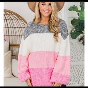 Lost In This Moment Colorblock Sweater Pink Lily